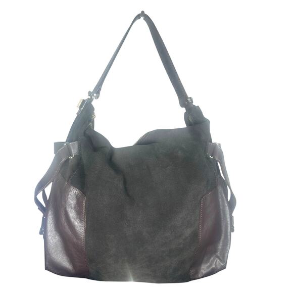 L.K. Bennett Brown Leather Suede Shoulder Bag Tote Slouchy Classic Elegant - Picture 1 of 13